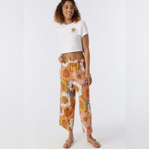 O'Neill Floral Wide Leg Pants - Orange, White, Yellow